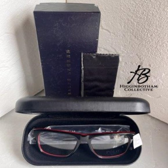 POLO PH2211 5668 Rectangle Shiny Black/Red/Black Demo Lens 55 mm Mens Eyeglasses - Picture 1 of 9